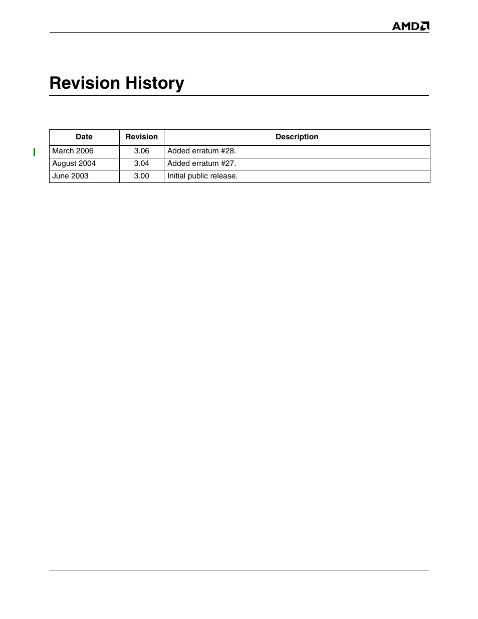 Revision history | AMD HYPERTRANSPORT 8151 User Manual | Page 3 / 16