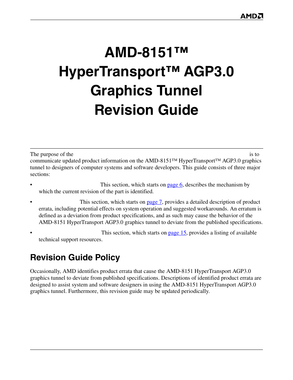 Revision guide policy | AMD HYPERTRANSPORT 8151 User Manual | Page 5 / 16