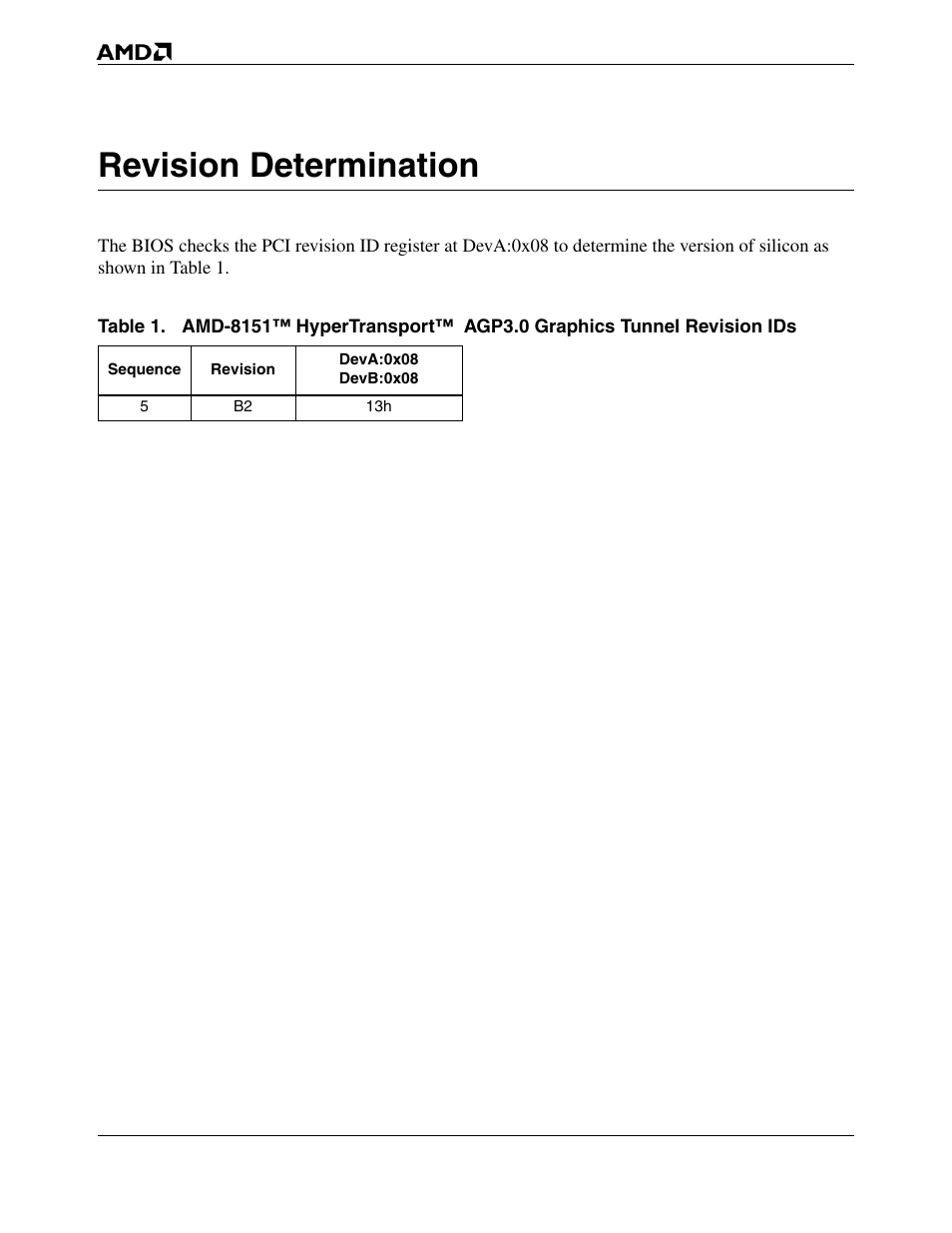 Revision determination | AMD HYPERTRANSPORT 8151 User Manual | Page 6 / 16