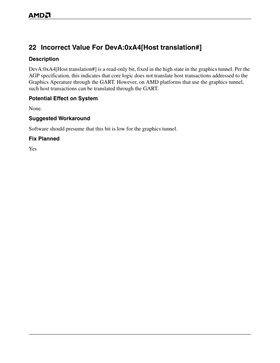 22 incorrect value for deva:0xa4[host translation | AMD HYPERTRANSPORT 8151 User Manual | Page 8 / 16