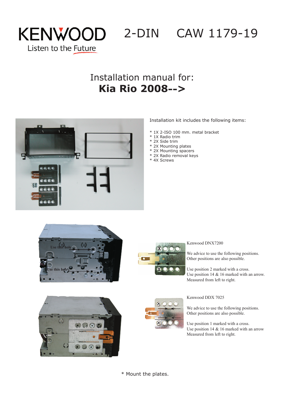 Kenwood CAW1179-19 User Manual | 2 pages