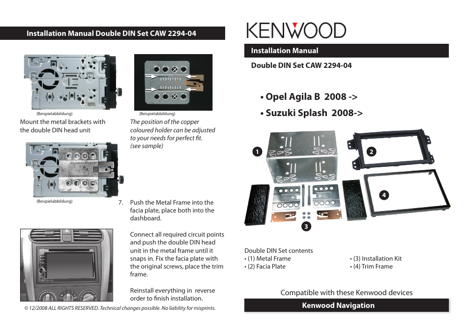 Kenwood CAW2294-04 User Manual | 2 pages