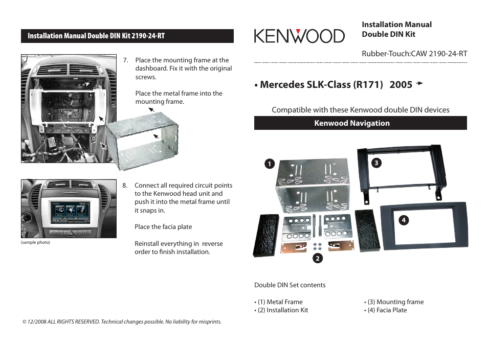 Kenwood CAW2190-24-RT User Manual | 2 pages