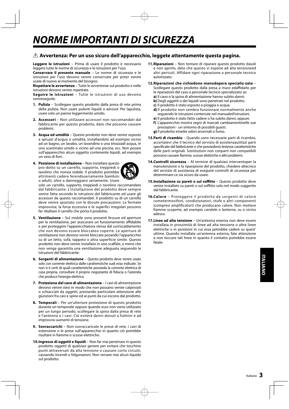 Norme importanti di sicurezza | Kenwood KRF-V5200D User Manual | Page 117 / 192