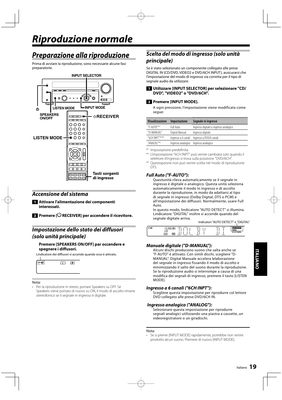 Riproduzione normale, Preparazione alla riproduzione, Accensione del sistema | Kenwood KRF-V5200D User Manual | Page 133 / 192