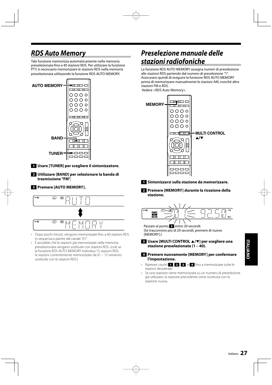 Preselezione manuale delle stazioni radiofoniche | Kenwood KRF-V5200D User Manual | Page 141 / 192