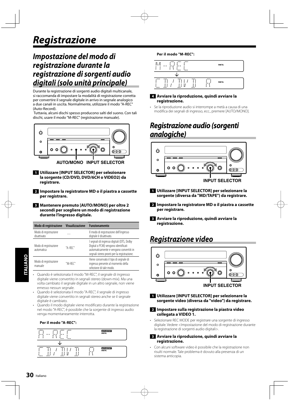 Registrazione, Registrazione audio (sorgenti analogiche), Registrazione video | Kenwood KRF-V5200D User Manual | Page 144 / 192