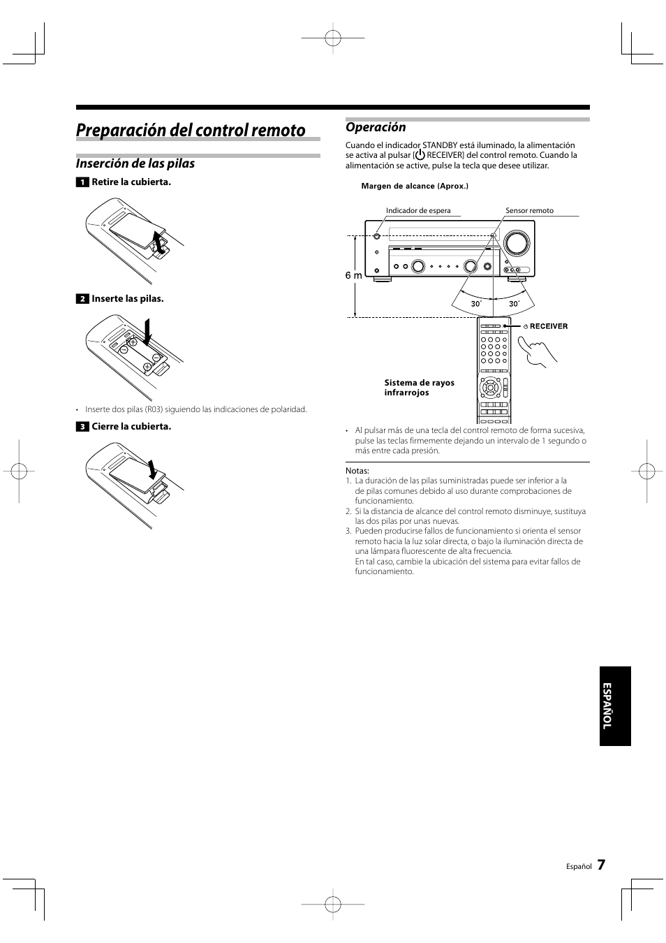 Preparación del control remoto, Inserción de las pilas, Operación | Kenwood KRF-V5200D User Manual | Page 159 / 192