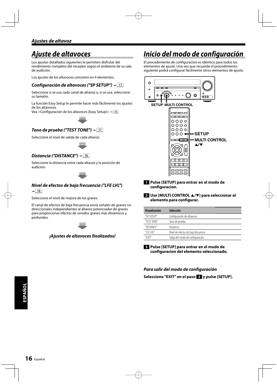 Ajuste de altavoces, Inicio del modo de configuración | Kenwood KRF-V5200D User Manual | Page 168 / 192