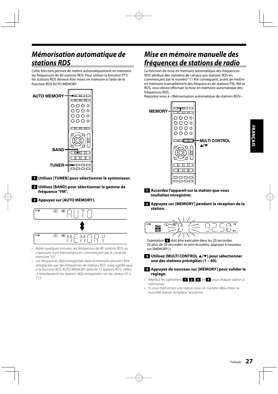 Mémorisation automatique de stations rds | Kenwood KRF-V5200D User Manual | Page 27 / 192