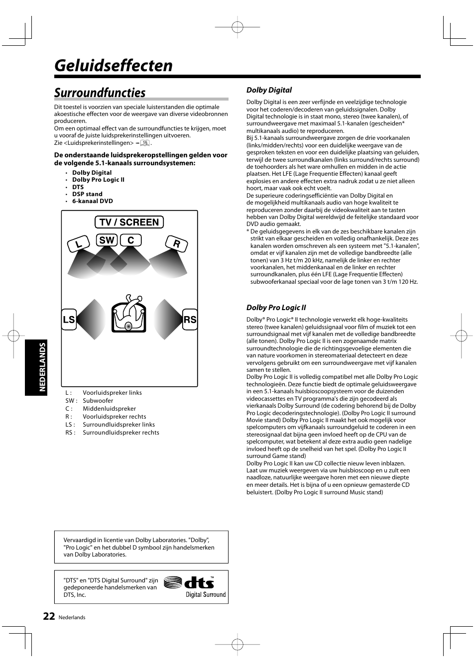 Geluidseffecten, Surroundfuncties | Kenwood KRF-V5200D User Manual | Page 98 / 192