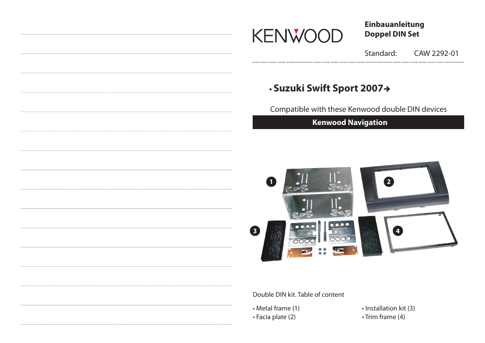 Kenwood CAW2292-01 User Manual | 2 pages