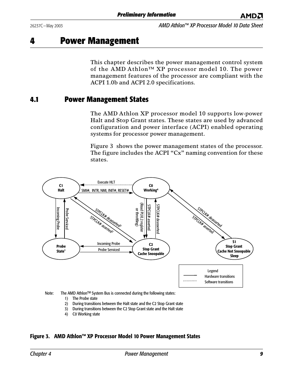 4 power management, 1 power management states, Power management | Power management states, Figure 3, 4power management, Chapter 4 power management 9 | AMD Athlon 27493 User Manual | Page 21 / 104