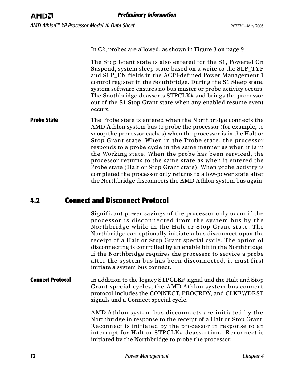 Probe state, 2 connect and disconnect protocol, Connect protocol | Connect and disconnect protocol, Connect pr | AMD Athlon 27493 User Manual | Page 24 / 104