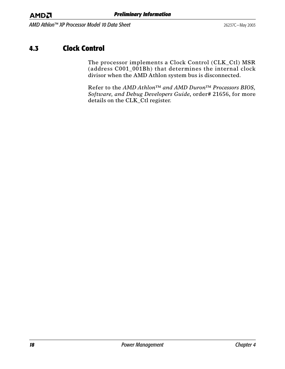 3 clock control, Clock control | AMD Athlon 27493 User Manual | Page 30 / 104