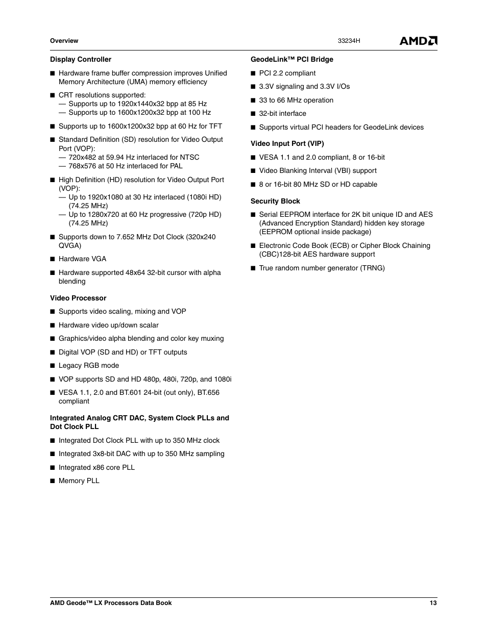 AMD Geode LX 800@0.9W User Manual | Page 13 / 680