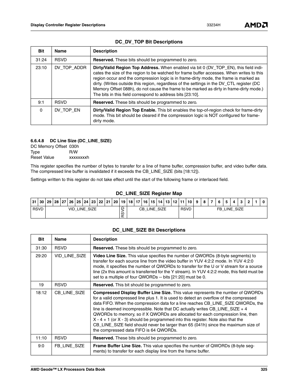 8 dc line size (dc_line_size), Dc line size (dc_line_size) | AMD Geode LX 800@0.9W User Manual | Page 325 / 680