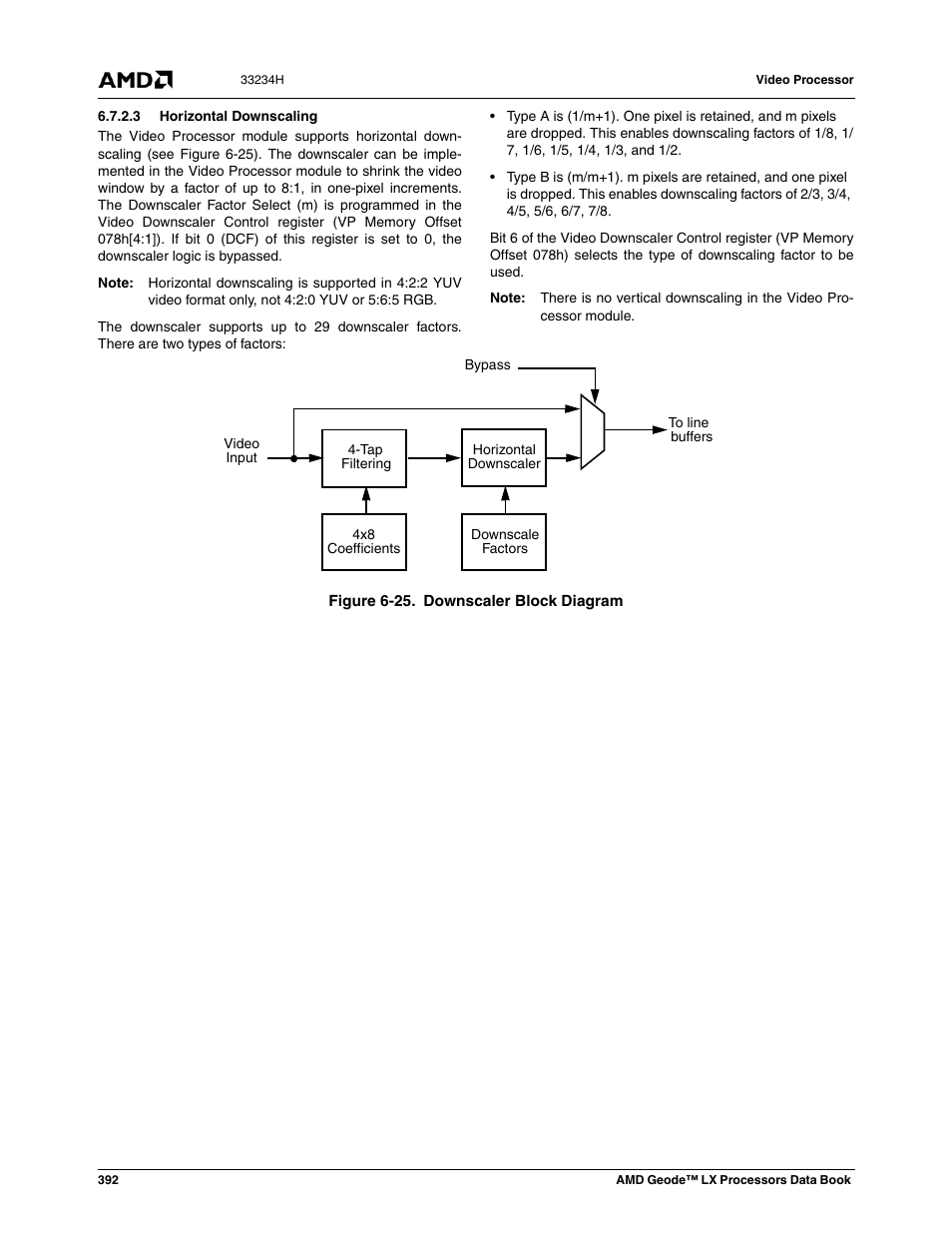 3 horizontal downscaling, Figure 6-25, Downscaler block diagram | AMD Geode LX 800@0.9W User Manual | Page 392 / 680