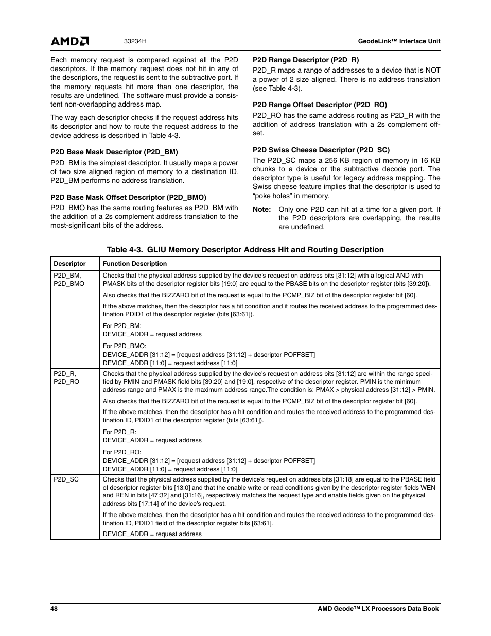 Table 4-3 | AMD Geode LX 800@0.9W User Manual | Page 48 / 680