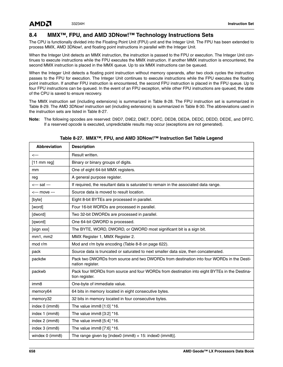 Table 8-27 | AMD Geode LX 800@0.9W User Manual | Page 658 / 680