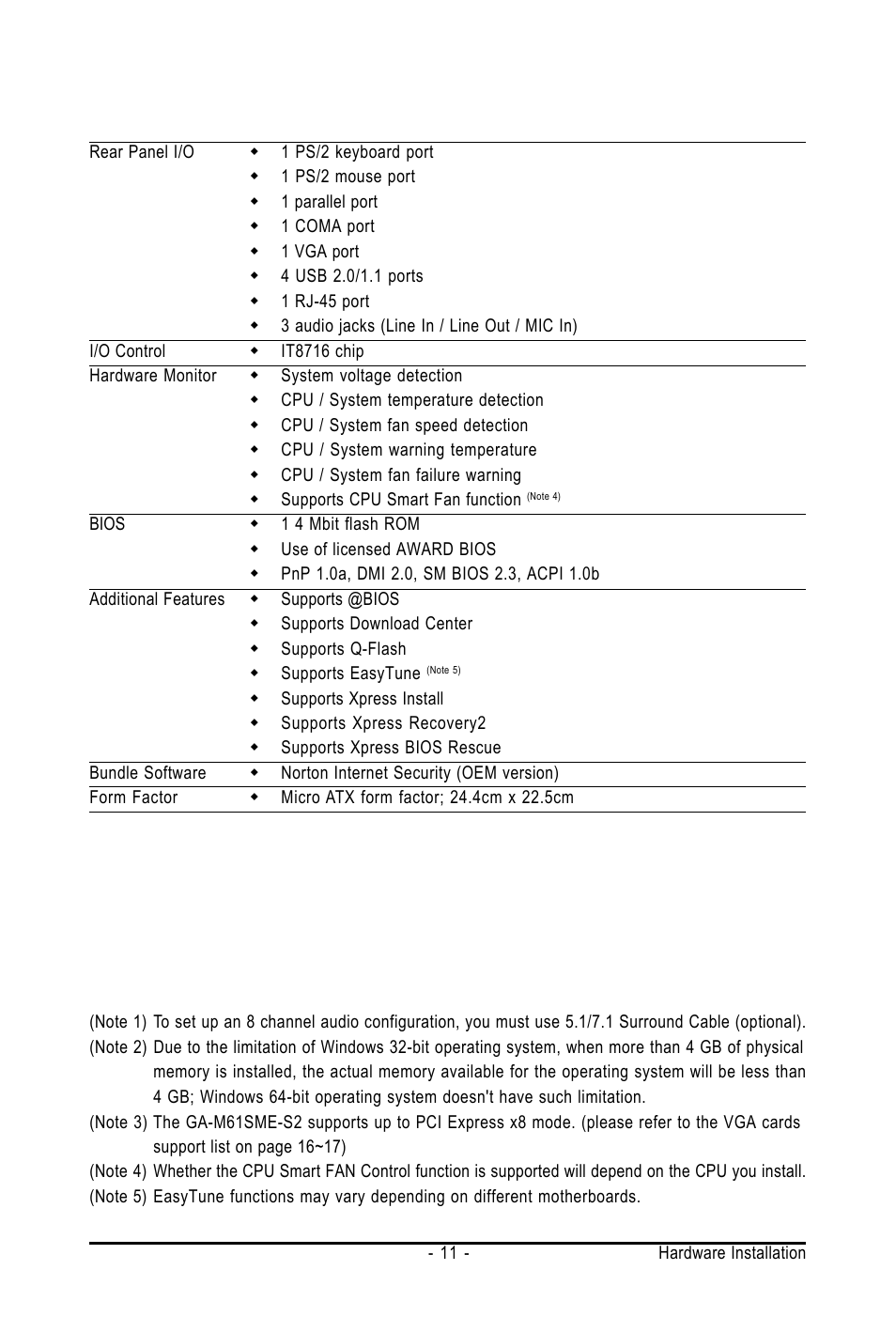 AMD GA-M61SME-S2 User Manual | Page 11 / 80