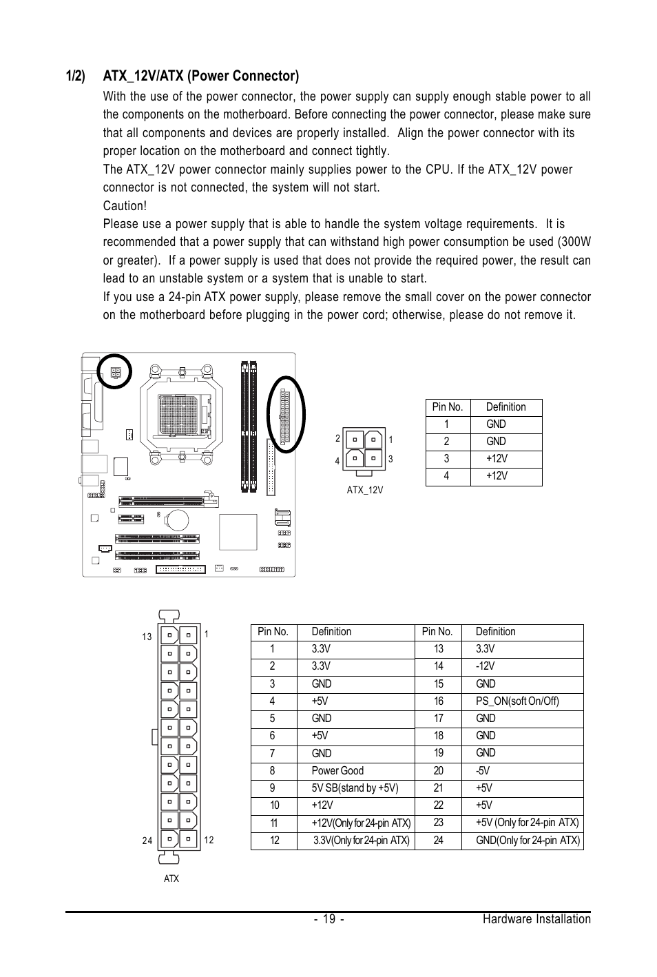 1/2) atx_12v/atx (power connector) | AMD GA-M61SME-S2 User Manual | Page 19 / 80