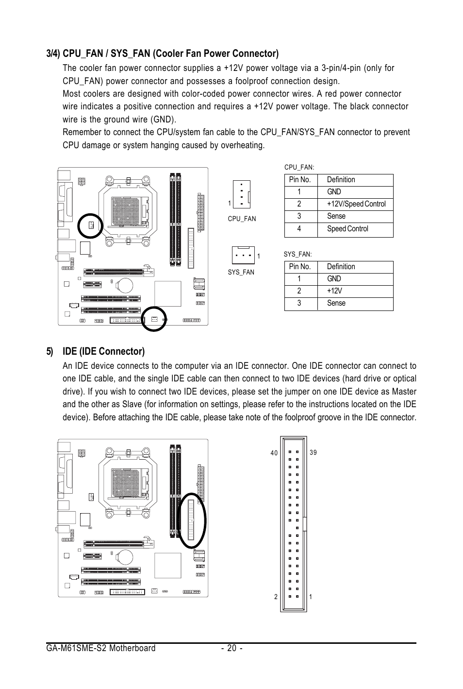 5) ide (ide connector) | AMD GA-M61SME-S2 User Manual | Page 20 / 80