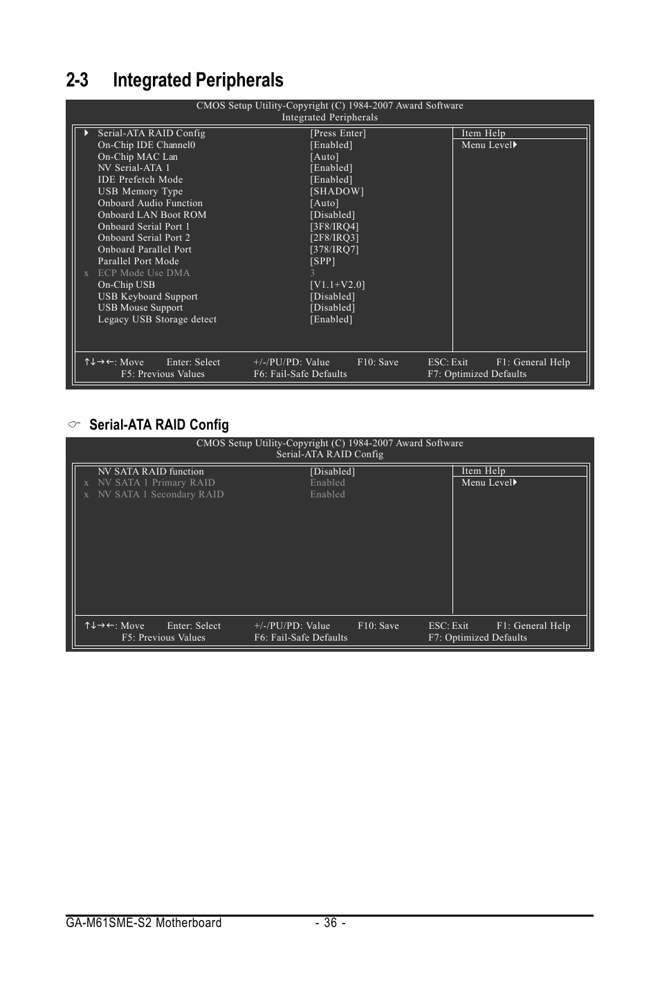 3 integrated peripherals, Serial-ata raid config | AMD GA-M61SME-S2 User Manual | Page 36 / 80