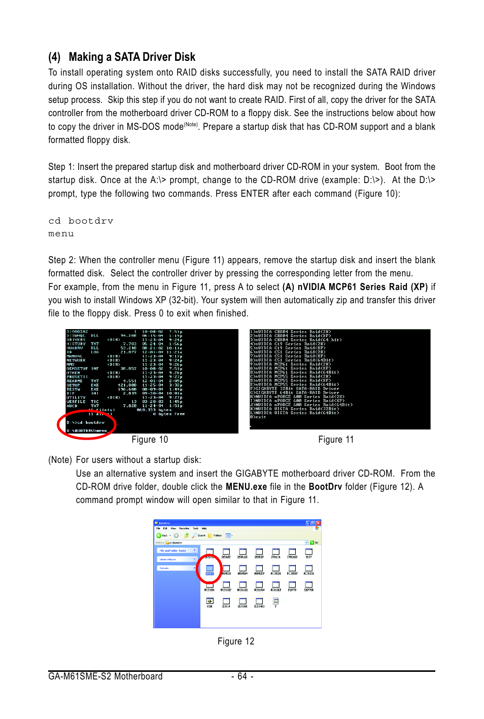 4) making a sata driver disk | AMD GA-M61SME-S2 User Manual | Page 64 / 80