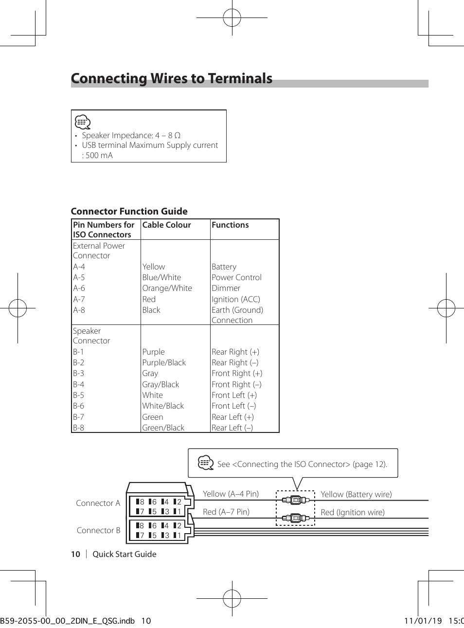 Connecting wires to terminals | Kenwood DPX504U User Manual | Page 10 / 112