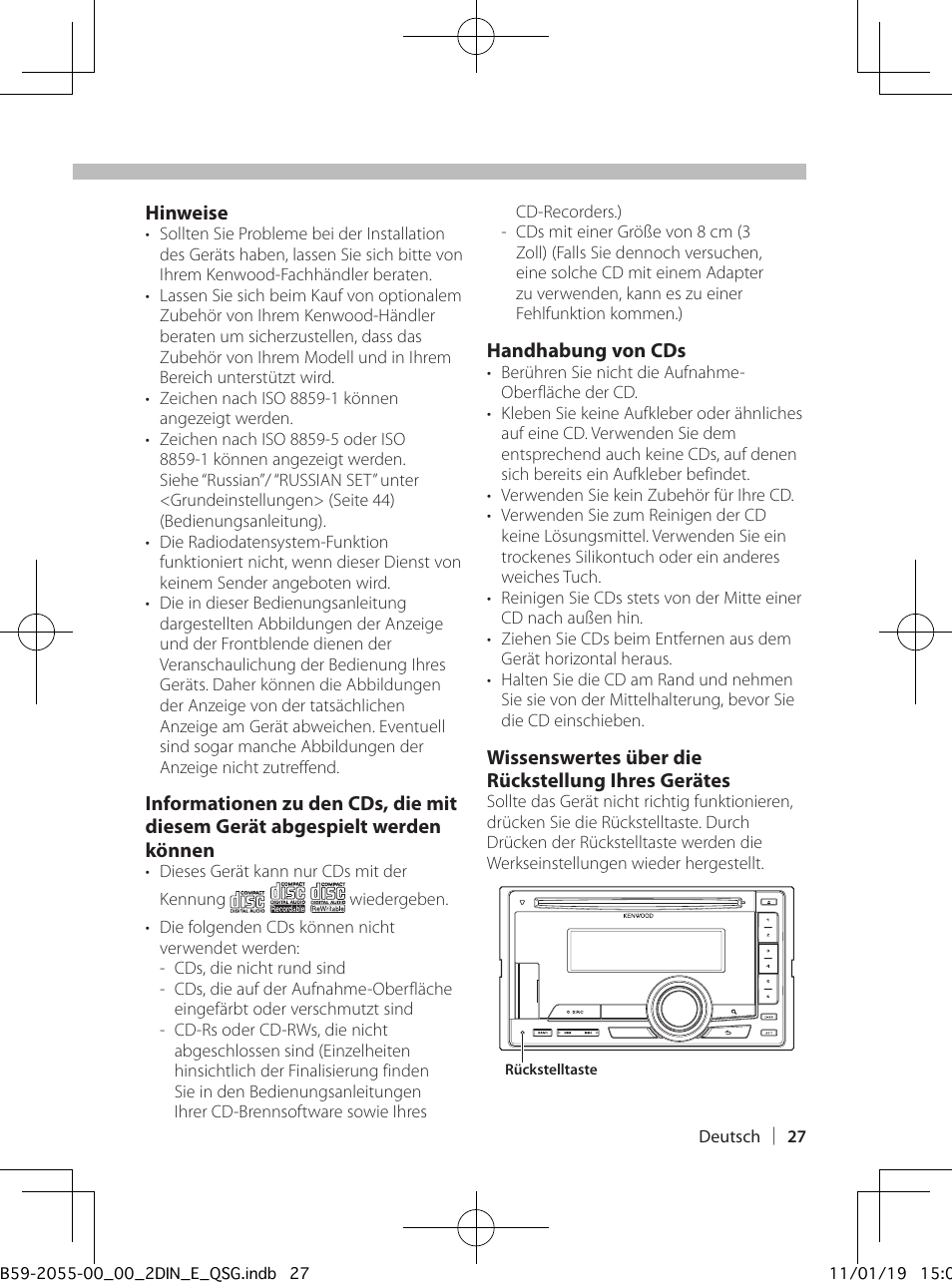 Vor der verwendung | Kenwood DPX504U User Manual | Page 27 / 112