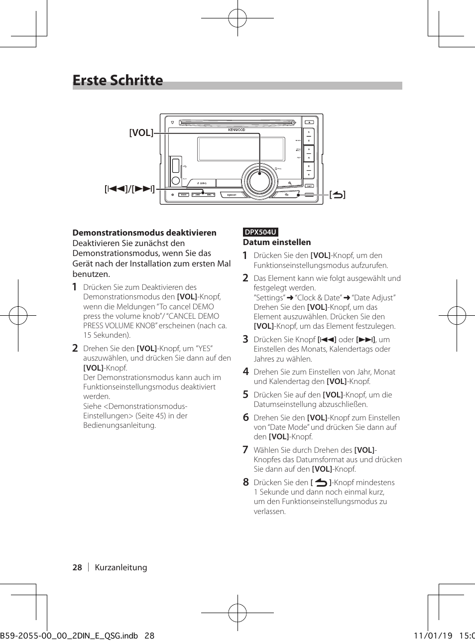 Erste schritte | Kenwood DPX504U User Manual | Page 28 / 112