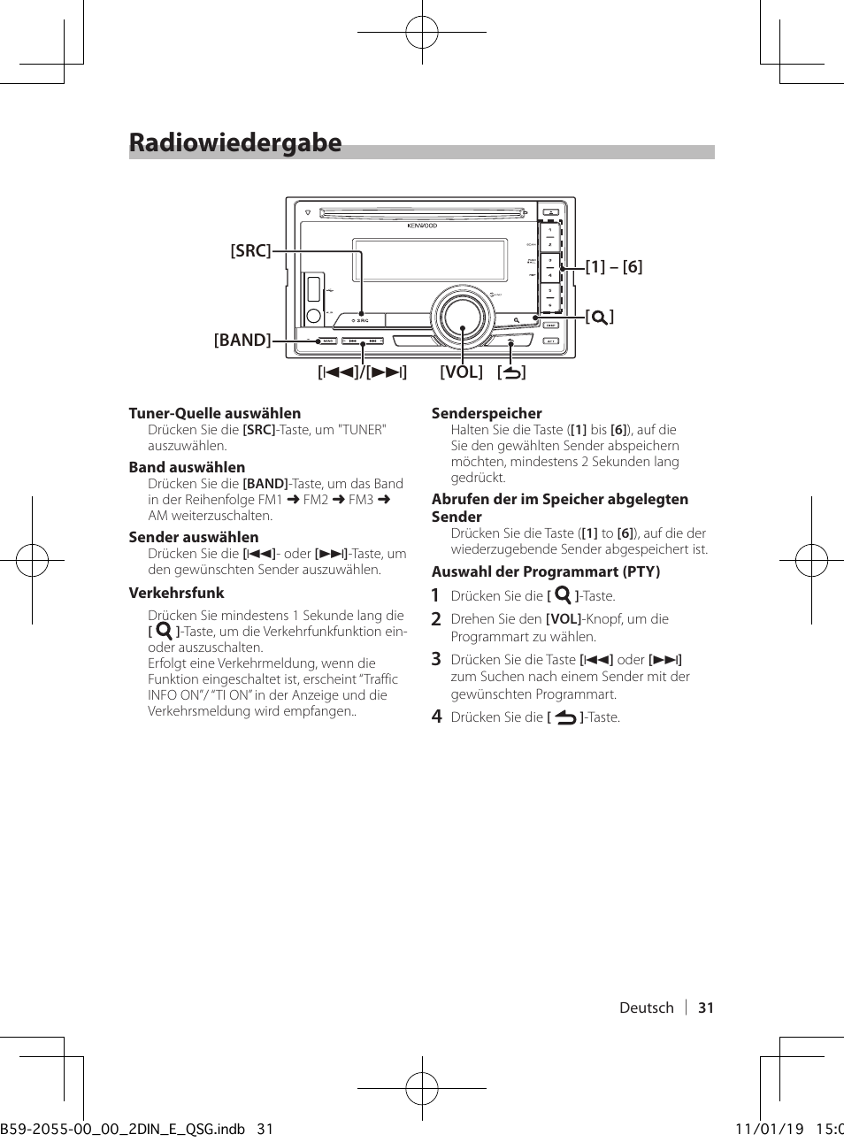 Radiowiedergabe | Kenwood DPX504U User Manual | Page 31 / 112