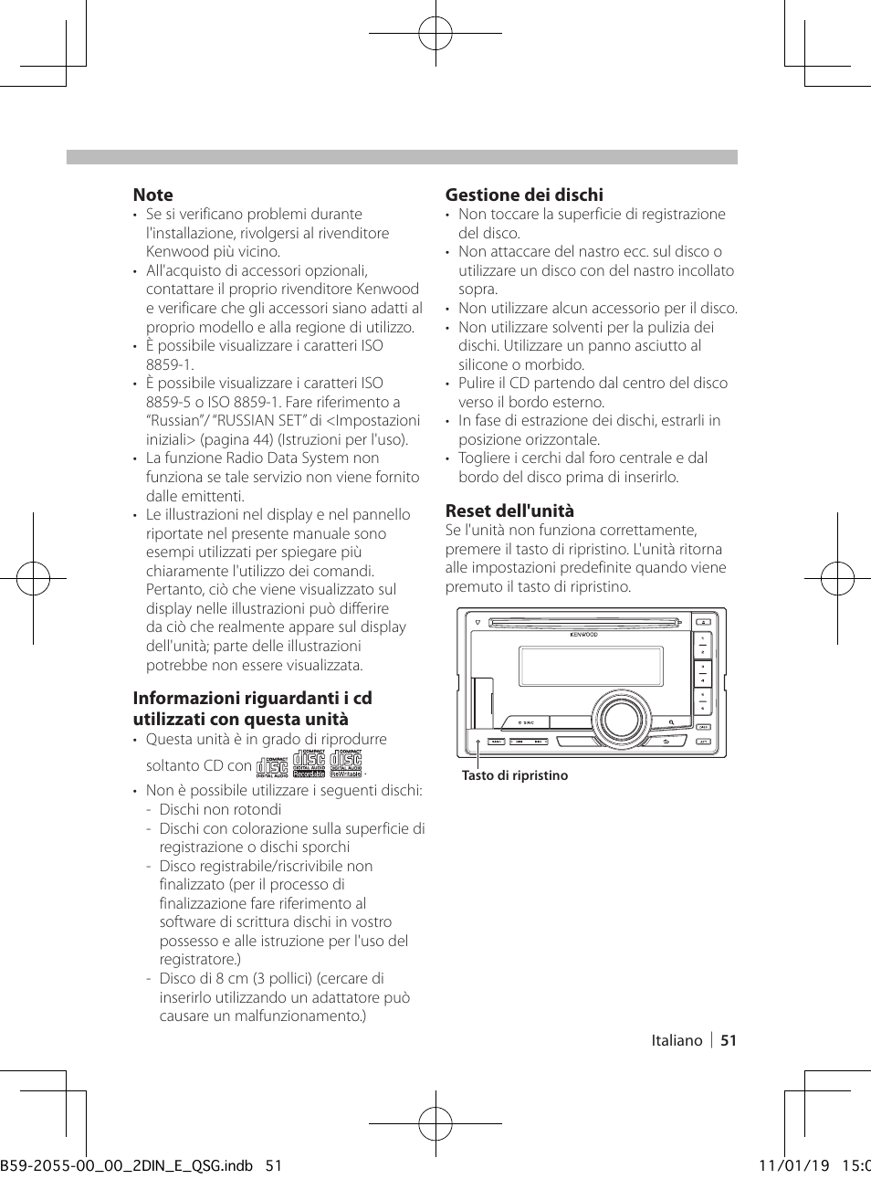 Prima dell'uso | Kenwood DPX504U User Manual | Page 51 / 112