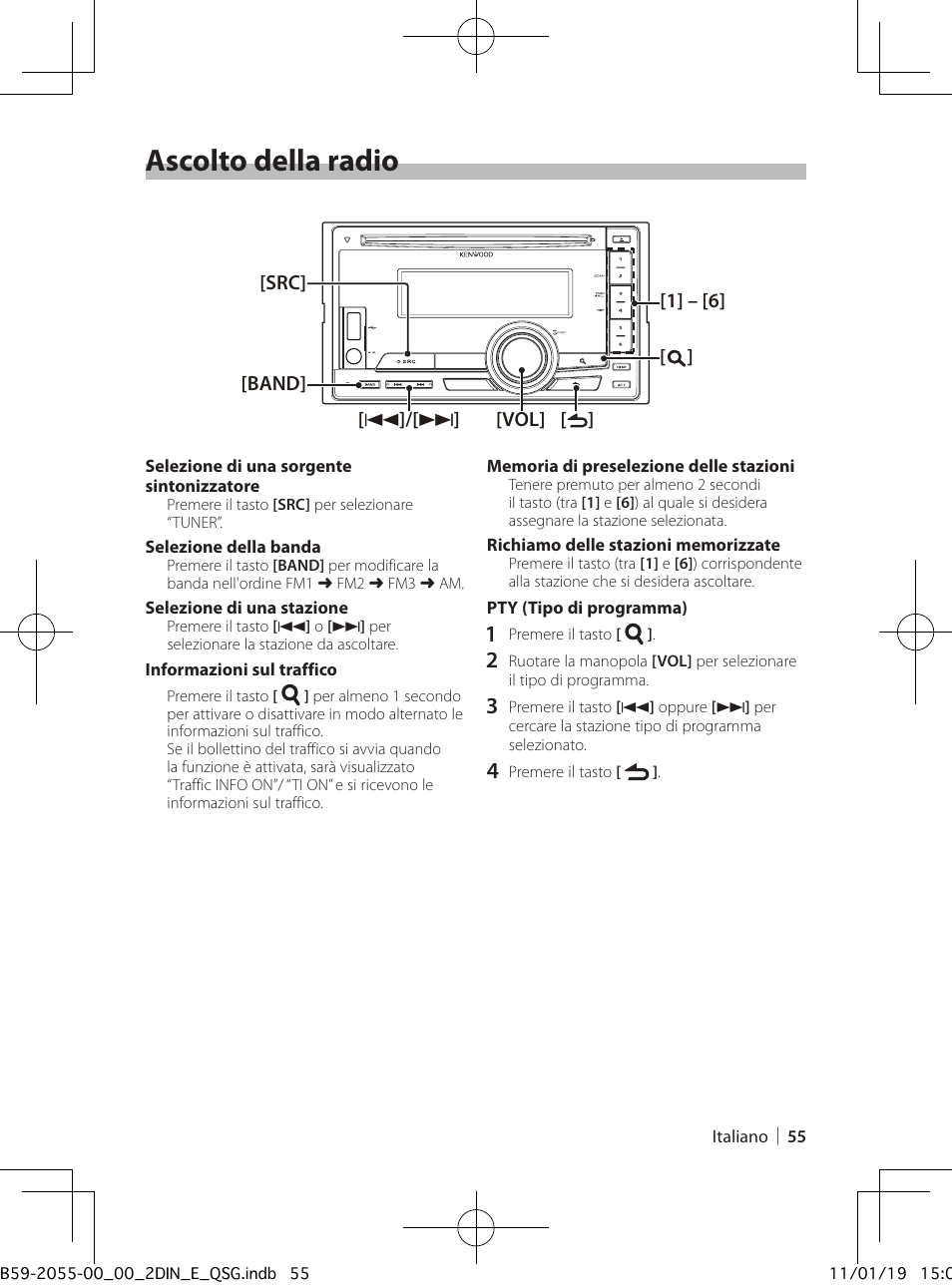 Ascolto della radio | Kenwood DPX504U User Manual | Page 55 / 112