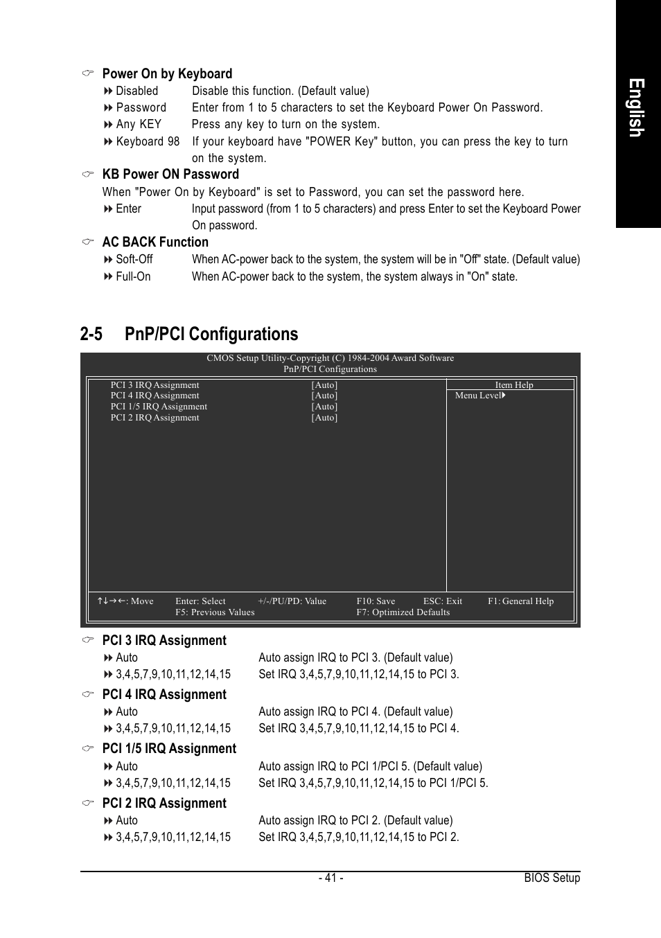 English, 5 pnp/pci configurations | AMD GA-K8NSC-939 User Manual | Page 41 / 80