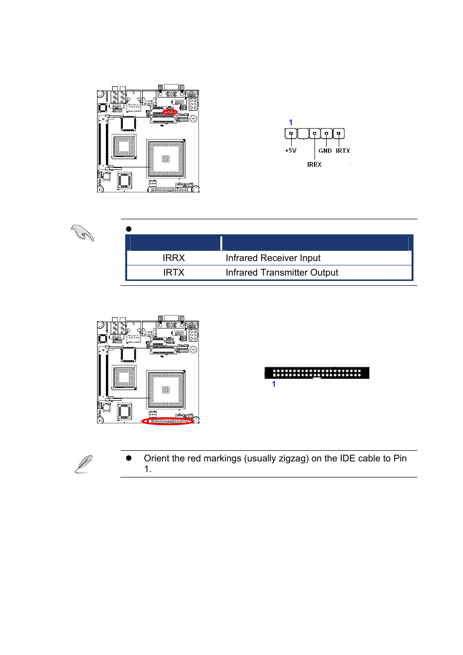 9 irda connector (irb1), 10 primary ide connector (ideb1), Irda connector (irb1) | Primary ide connector (ideb1) | AMD GEODE NX800LX User Manual | Page 24 / 27