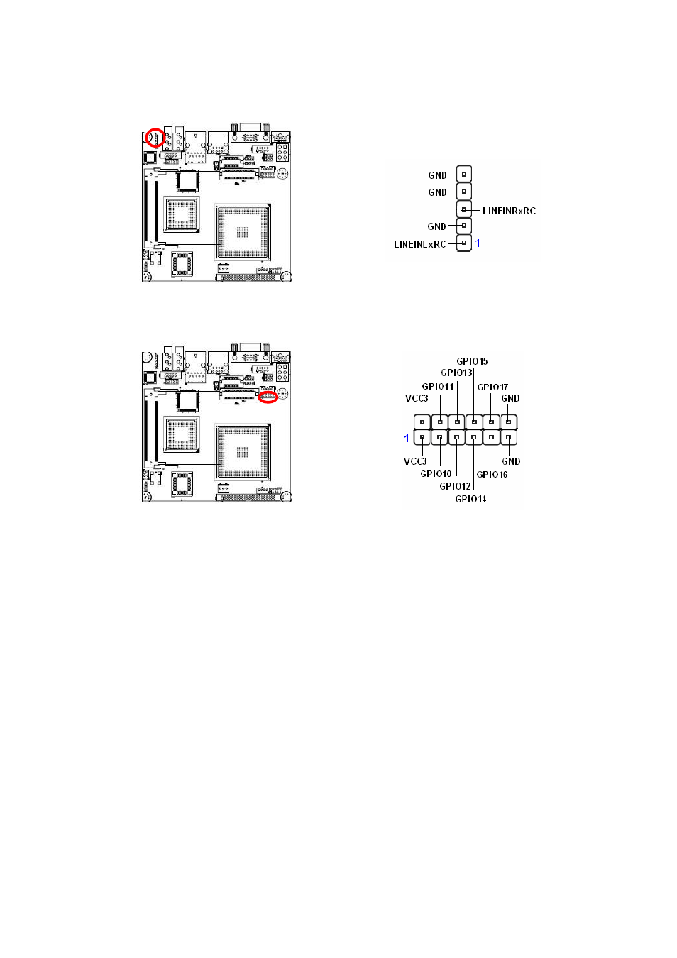 11 ac97 line-in connector (j1), 12 gpio connector (j2), Ac97 line-in connector (j1) | Gpio connector (j2) | AMD GEODE NX800LX User Manual | Page 25 / 27