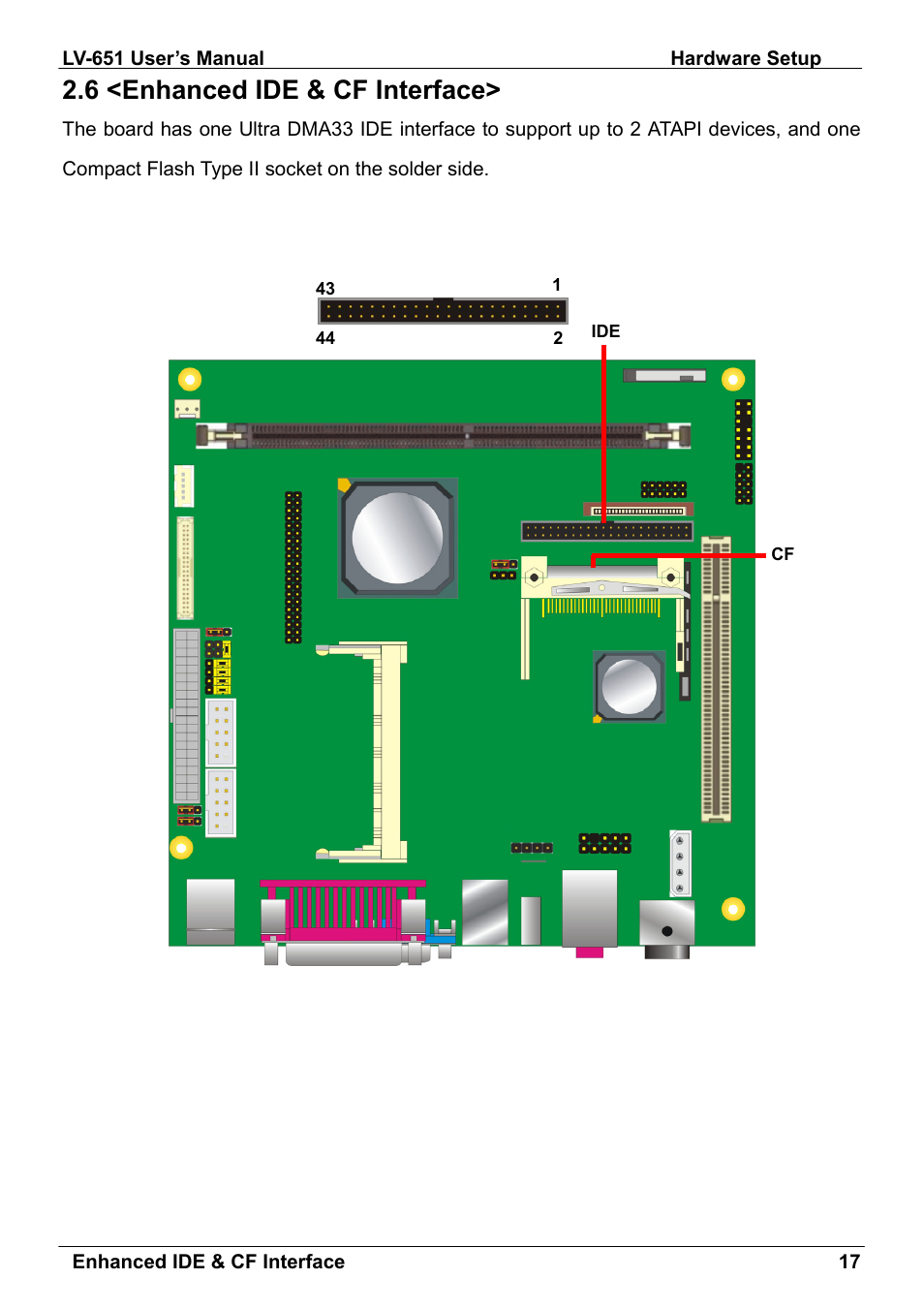 6 <enhanced ide & cf interface | AMD LV-651 User Manual | Page 17 / 50