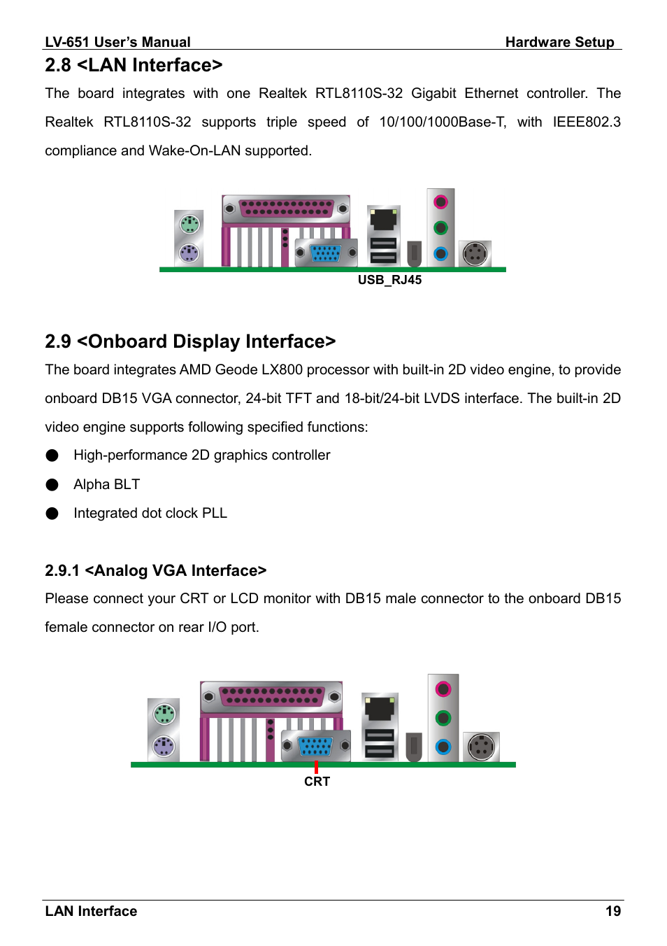 8 <lan interface, 9 <onboard display interface | AMD LV-651 User Manual | Page 19 / 50