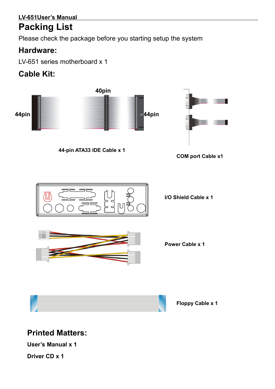 Packing list | AMD LV-651 User Manual | Page 3 / 50