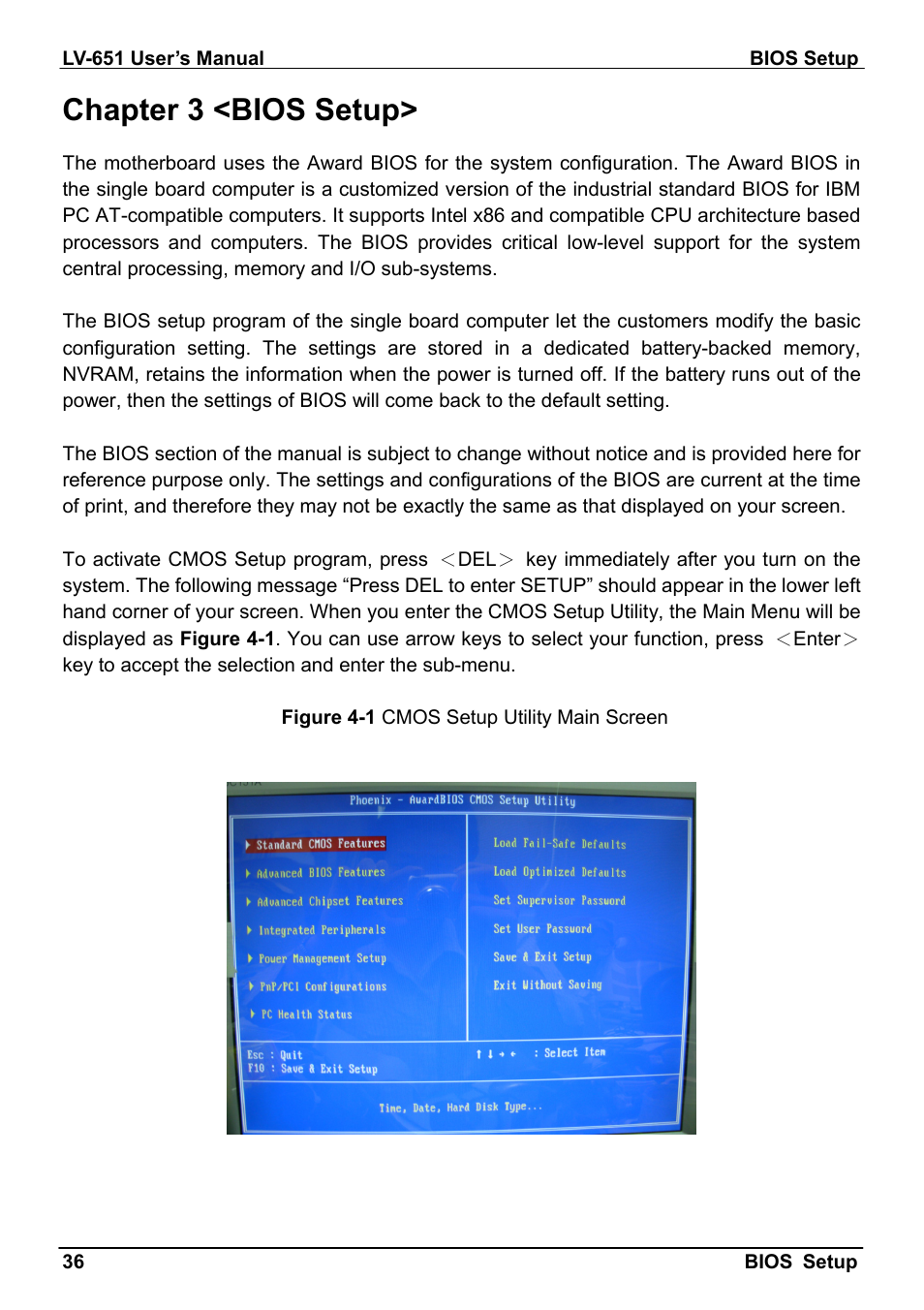 Chapter 3 <bios setup | AMD LV-651 User Manual | Page 36 / 50