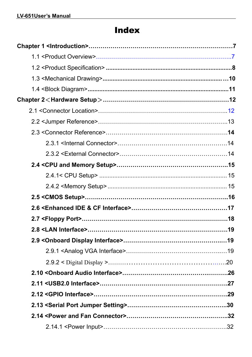 Index | AMD LV-651 User Manual | Page 4 / 50