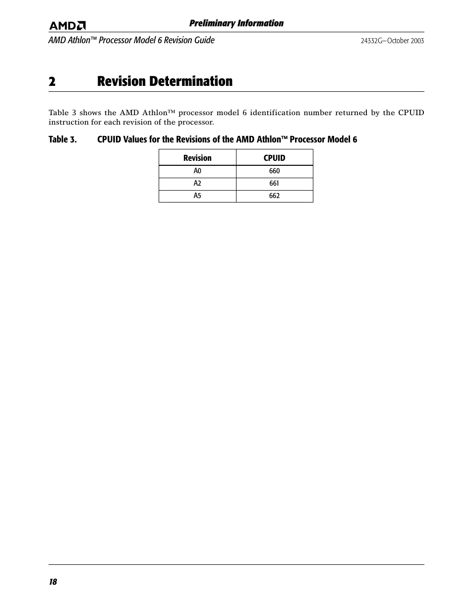 2 revision determination, 2revision determination | AMD Athlon 6 User Manual | Page 18 / 19