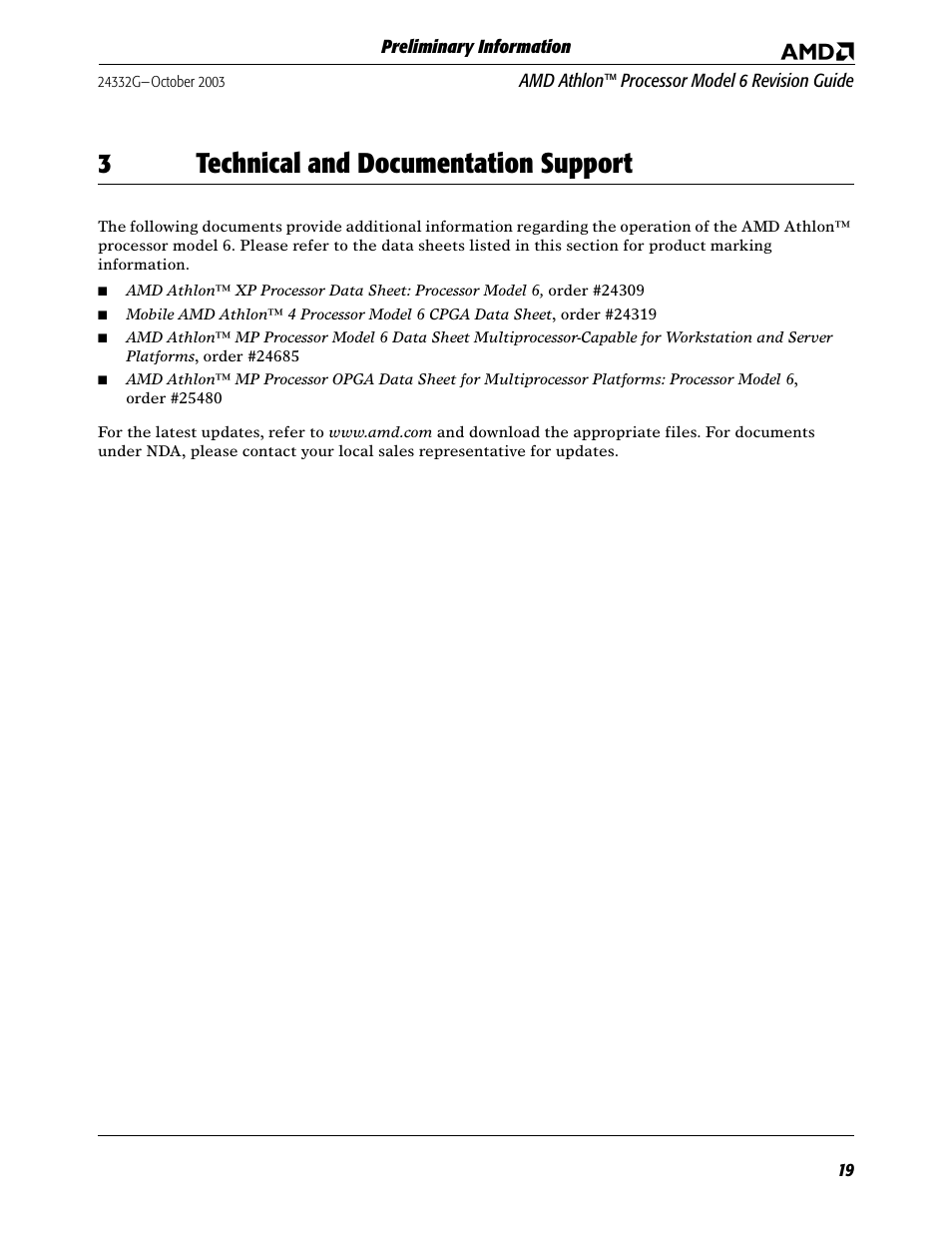 3 technical and documentation support, 3technical and documentation support | AMD Athlon 6 User Manual | Page 19 / 19