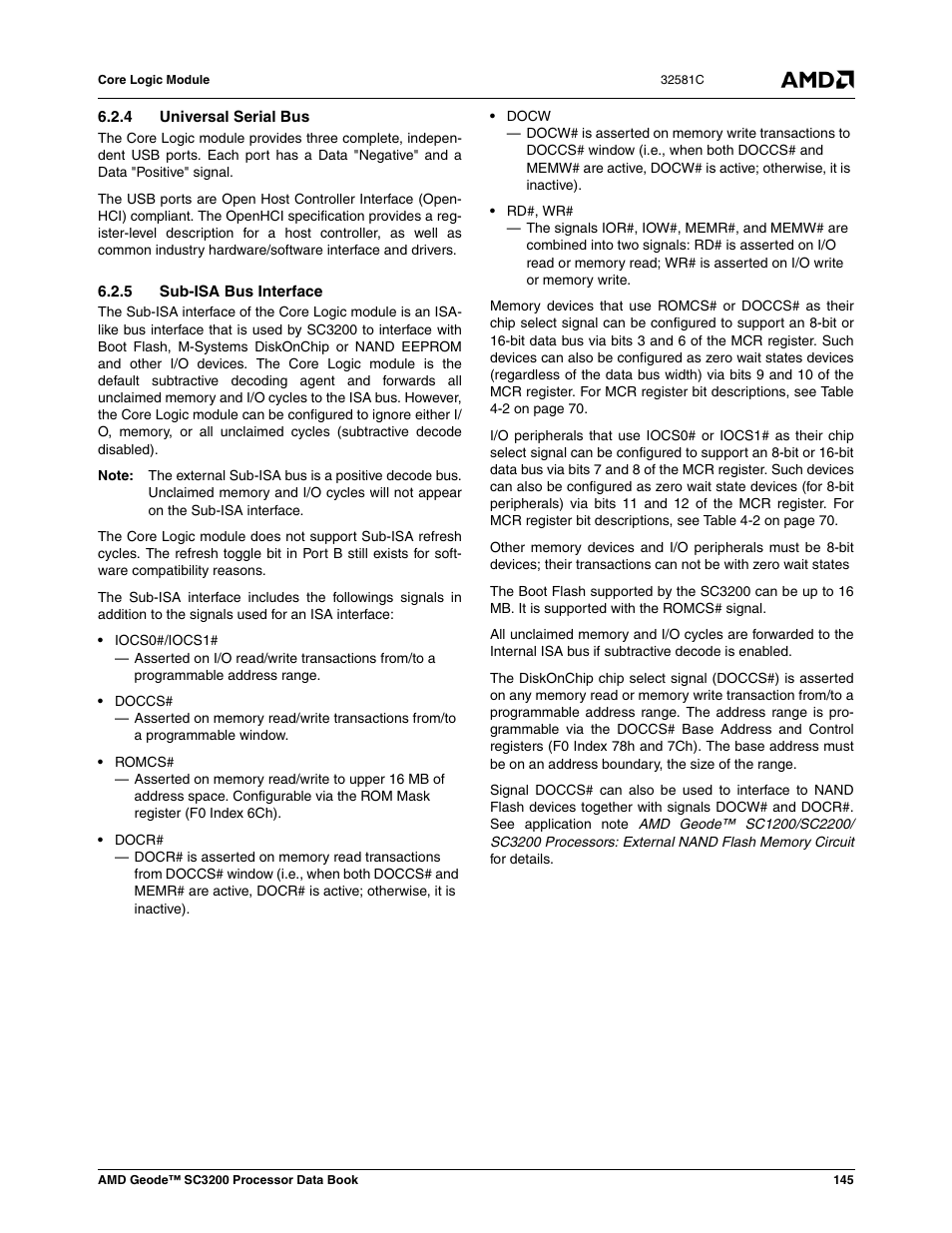 4 universal serial bus, 5 sub-isa bus interface | AMD Geode SC3200 User Manual | Page 145 / 428