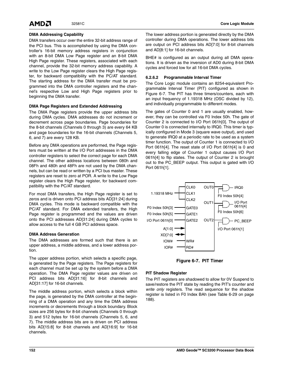 2 programmable interval timer, Figure 6-7, Pit timer | AMD Geode SC3200 User Manual | Page 152 / 428