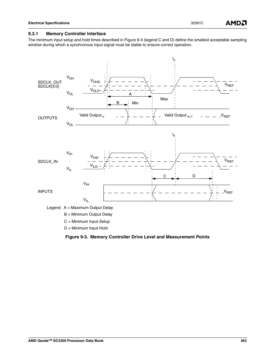 1 memory controller interface, Figure 9-3 | AMD Geode SC3200 User Manual | Page 363 / 428