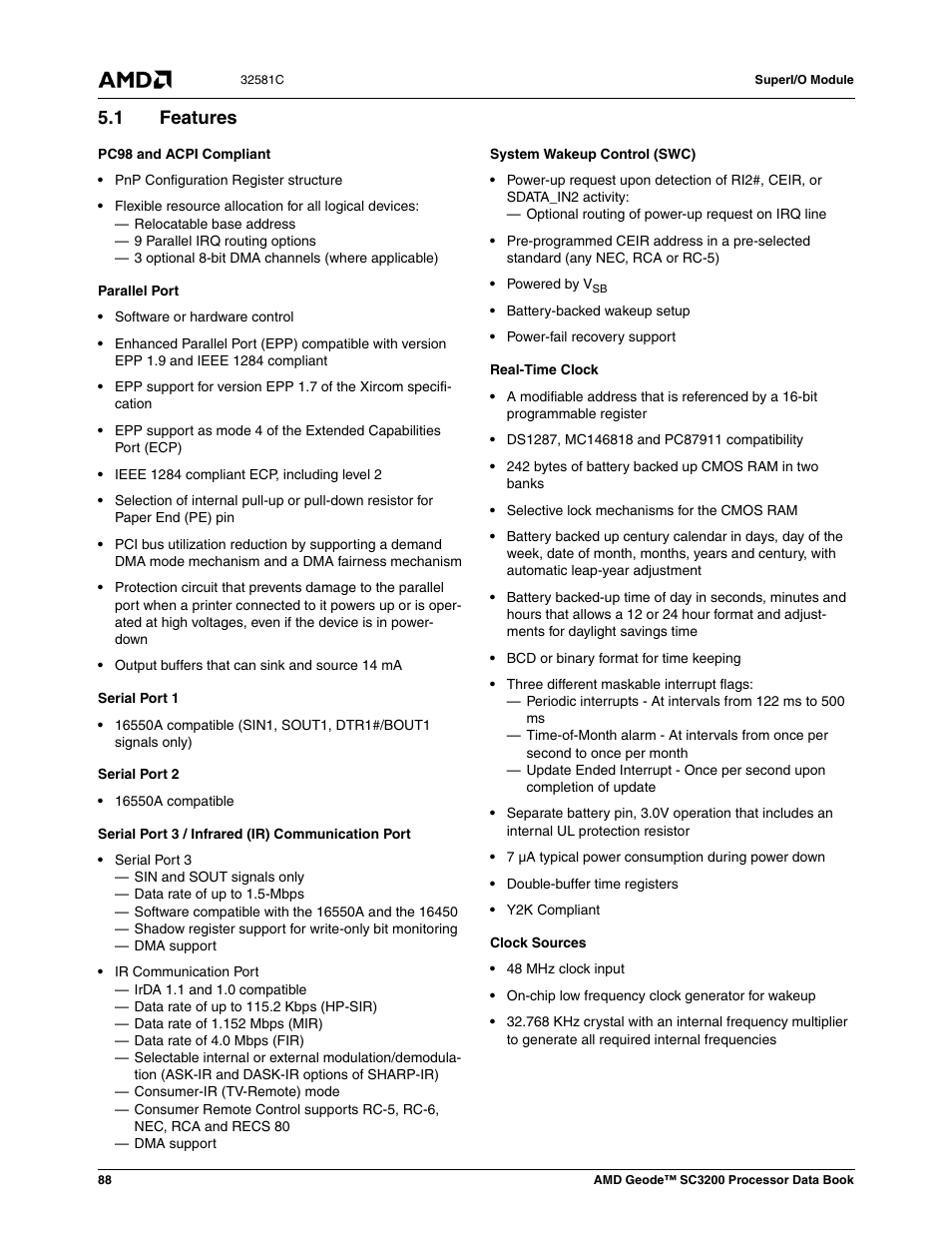 1 features, Features | AMD Geode SC3200 User Manual | Page 88 / 428