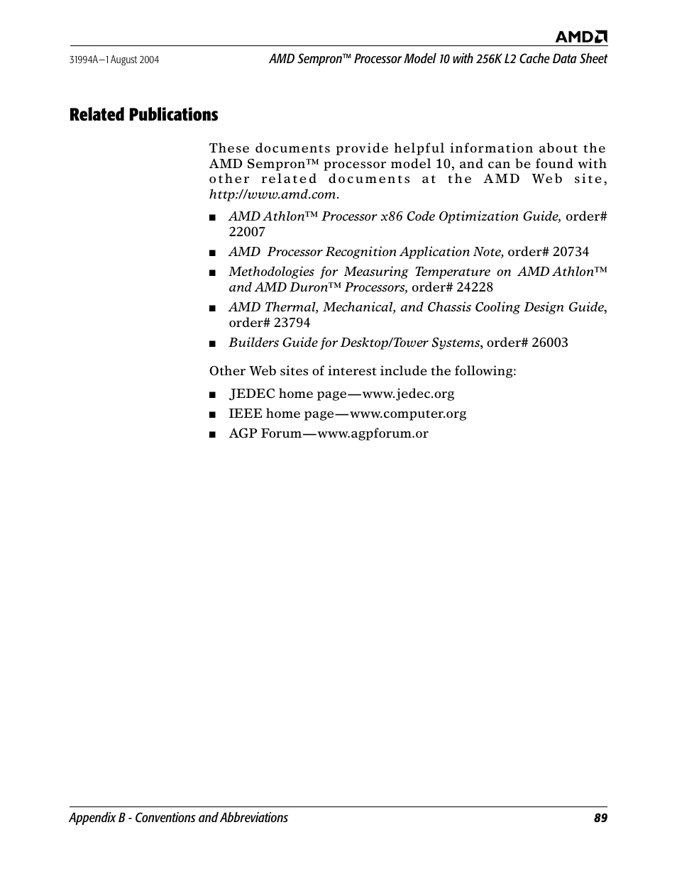 Related publications | AMD SEMPRON 10 User Manual | Page 101 / 102